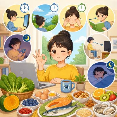 눈 피로를 확실히 줄이는 7가지 습관과 식품